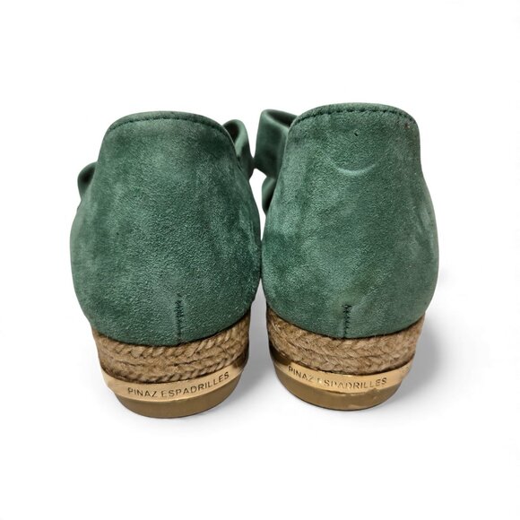 Pinaz Emerald Green Strappy Espadrille Suede Micro Wedge Sandals 7 - Picture 5 of 8